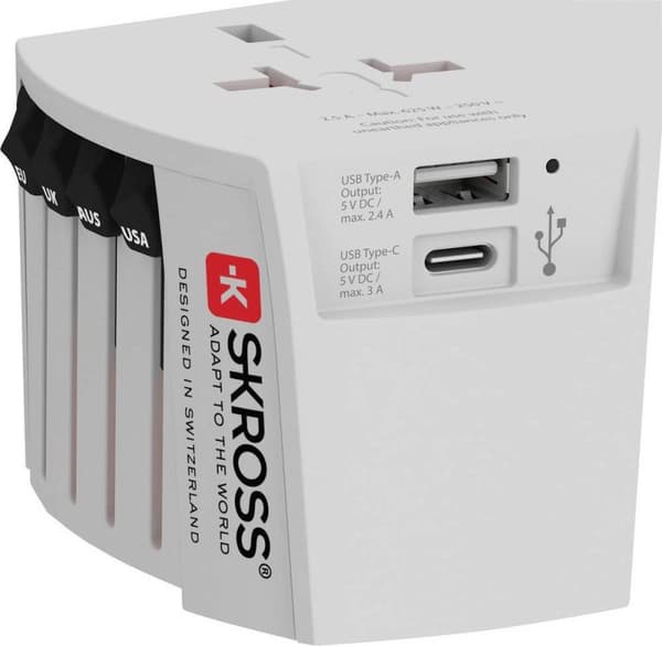Skross 1302962 Matkapistoke MUV USB (AC) Valkoinen