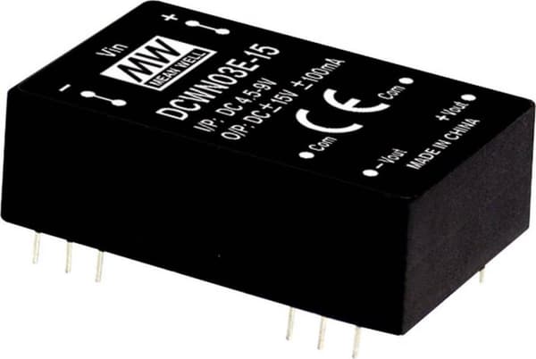 Mean Well DCWN03B-15 DC/DC konverter modul 100 mA 3 W Antal udgange: 2 x