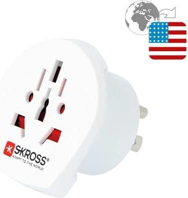 SKROSS World to USA -sovitin - Virtaliitinsovitin - AC 100-250V - 15A - valkoinen - Yhdysvallat