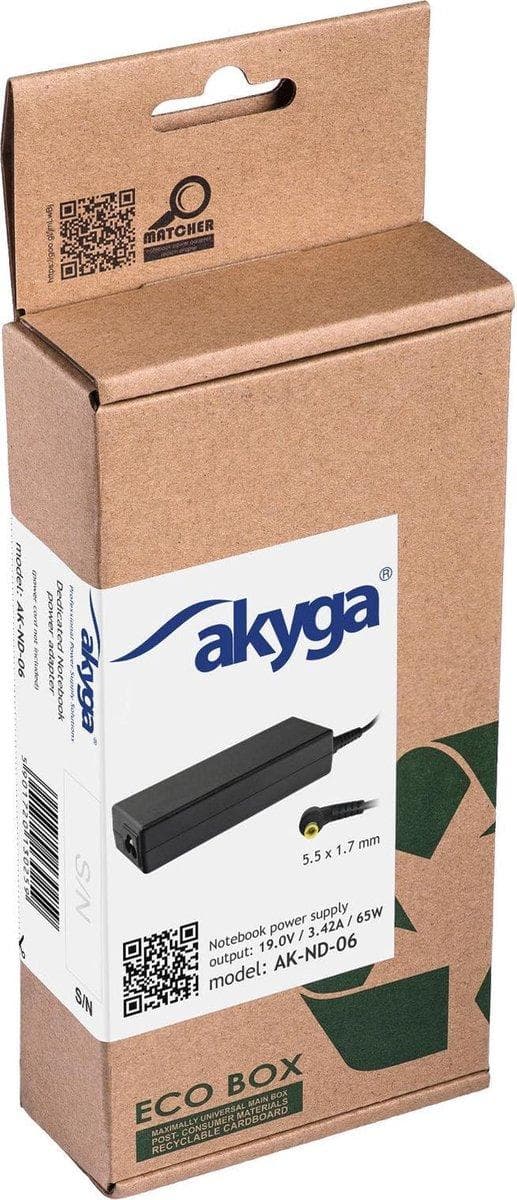 Akyga AK-ND-06 strømadapter/inverter Indendørs 65 W Sort