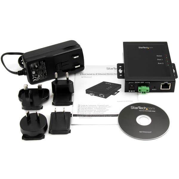 2-porttinen Serial-to-IP Ethernet-laitepalvelin - RS232 - Metalli ja asennettava - Sarjalaitepalvelin - RS232 Serial-Over-IP - Sarja-Ethernet-muunnin