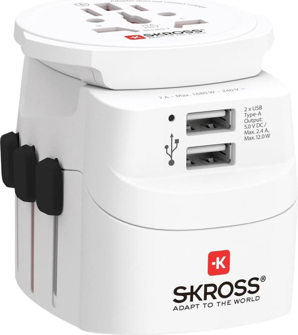 Skross 1302470 Rejsestik Pro Light USB (2xA) -Verden