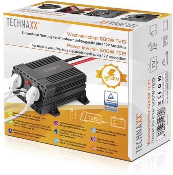 Technaxx Inverter TE20 2000 W 12 V/DC - 230 V/AC