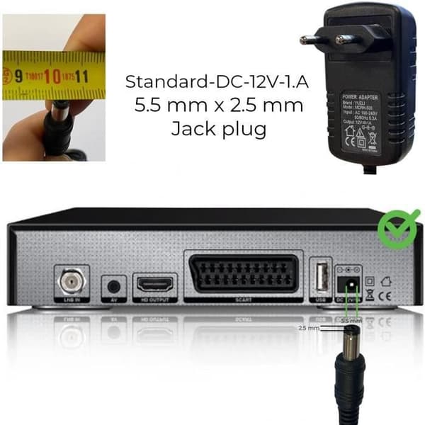 Leyf Universal Strömförsörjning 12V DC 1A , AC 100-240V 50/60Hz, Adapter, Plug-in Strömförsörjning / Kabellängd 100cm