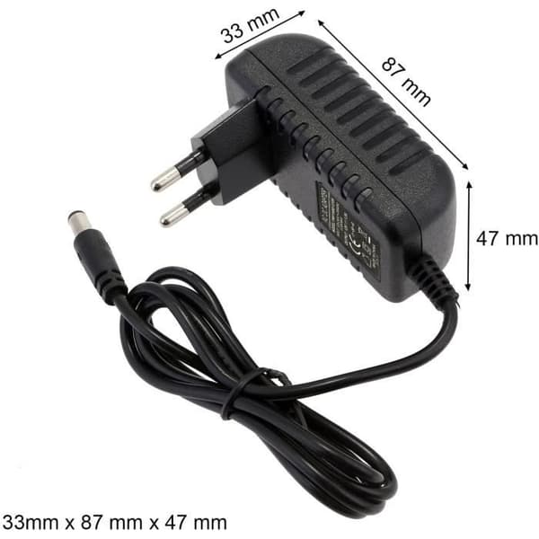 Leyf Universal Strömförsörjning 12V DC 1A , AC 100-240V 50/60Hz, Adapter, Plug-in Strömförsörjning / Kabellängd 100cm