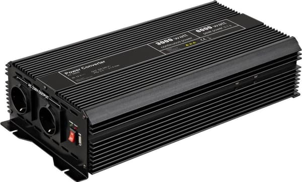 Wentronic goobay - Strömtransformator - DC 12 V - 3000 Watt - Utgångsanslutningar: 2 - Svart (58892)