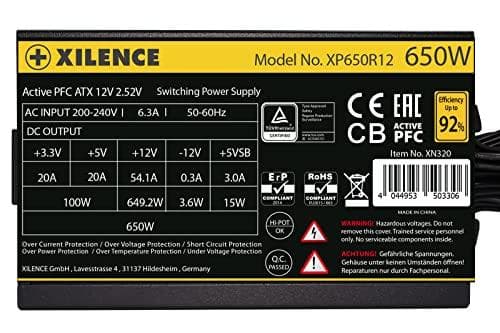 XILENCE XP650R12 Gaming Gold Series 650W pc-strømforsyning, Gaming Series 650W (XN320)