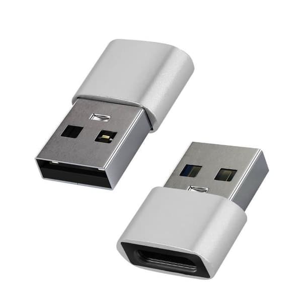 USB till USB-C Adapter Laddning och Data Sync Kompakt Silver