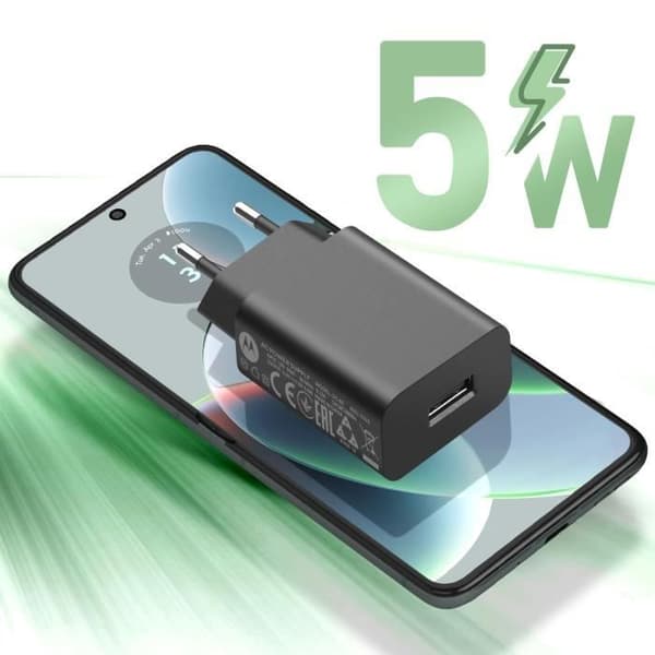 Motorola Original USB Nätladdare 5W Svart - MOTOROLA - Nätladdare - Svart - Laddningseffekt 5W