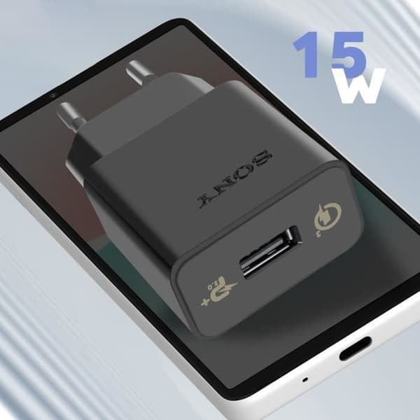 Nätladdare - SONY - Sony USB 15W Quick Charge 3.0 - Svart - Qualcomm Quick Charge 3.0 - USB-port