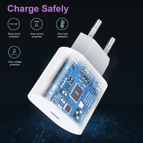 20W USB C-snabbladdare med 1M-kabel USB-C-vägg Snabbströmkontakt Nätadapter för telefon 12-12 Mini - 12 Pro