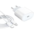 Miniatyrbild 1 av 4: 20W USB C-snabbladdare med 1M-kabel USB-C-vägg Snabbströmkontakt Nätadapter för telefon 12-12 Mini - 12 Pro