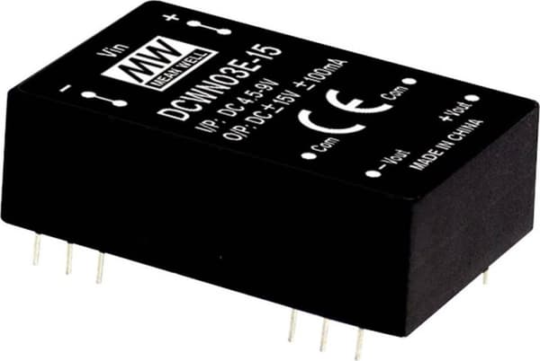 Mean Well DCWN03A-05 DC/DC konverter modul 300 mA 3 W Antal udgange: 2 x Indhold 1 stk.