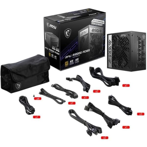 Strömförsörjning PC - MSI - 306-7ZP7C11-CE0 - MPG A1000G PCIE 5 - ATX 3.0 - 80+ Guld
