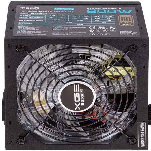 TooQ TooQ Gaming XGE II Fläktströmförsörjning med 140 mm LED 800W Active PFC