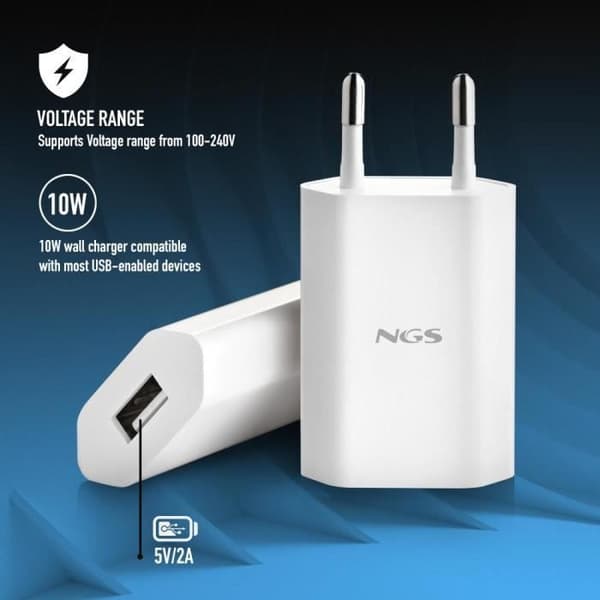 NGS BUCKET ACE USB Laddare - 5V2A-10W - Vit