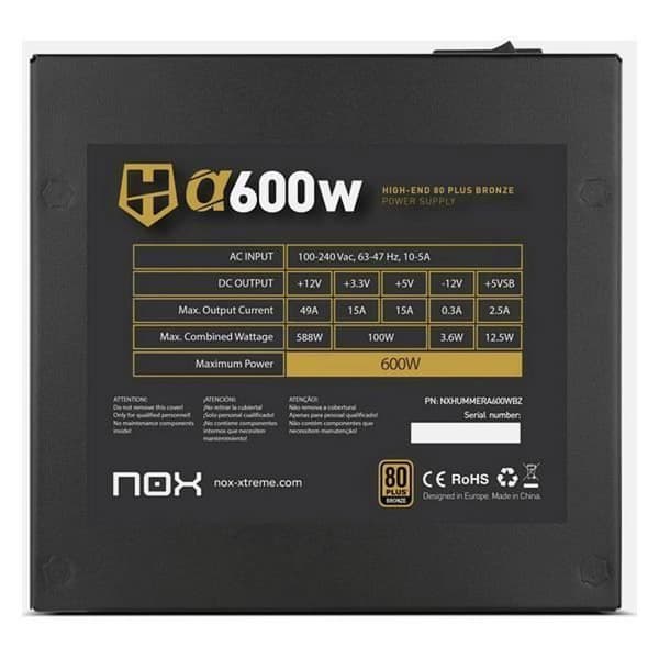 NOX HUMMER ALPHA 600 W Strömförsörjning - - - NOX