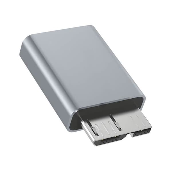 USB-C till Micro B-adapter - Grå - Laddning och synkronisering - Hastighet 5 Gbit/s - Aluminiumlegering