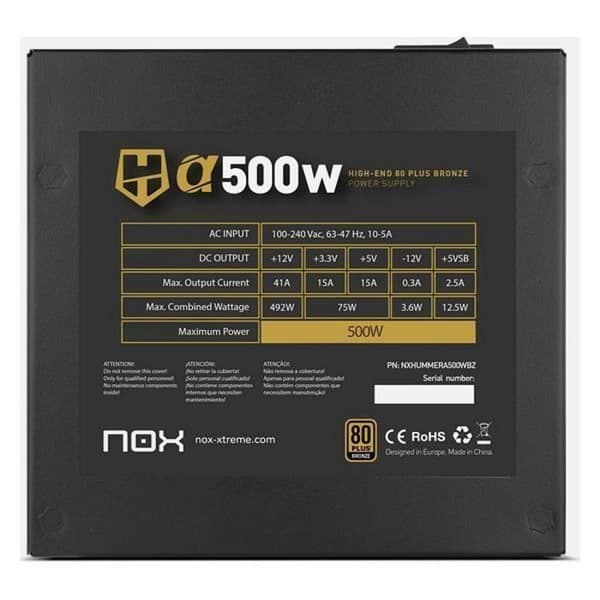 NOX NXHUMMERA500WBZ 500W Strömförsörjning - - - NOX