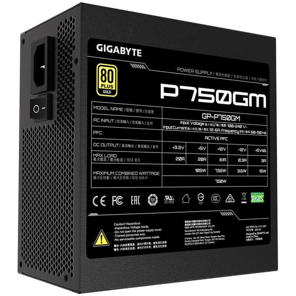 Gigabyte P750GM strømforsyningsenhed 750 W 20+4 pin ATX ATX Sort