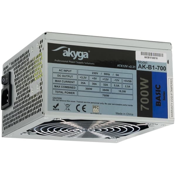 Akyga AK-B1-700 strømforsyningsenhed 700 W 20+4 pin ATX ATX Grå Grå