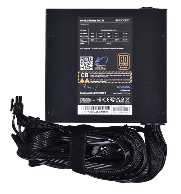 ENDORFY Vero L5 Bronze 600W strømforsyningsenhed 24-pin ATX ATX Sort