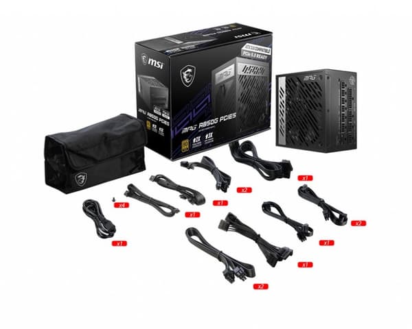 MSI MPG A850G PCIE5 nätaggregat 850 W 24-pin ATX ATX Svart