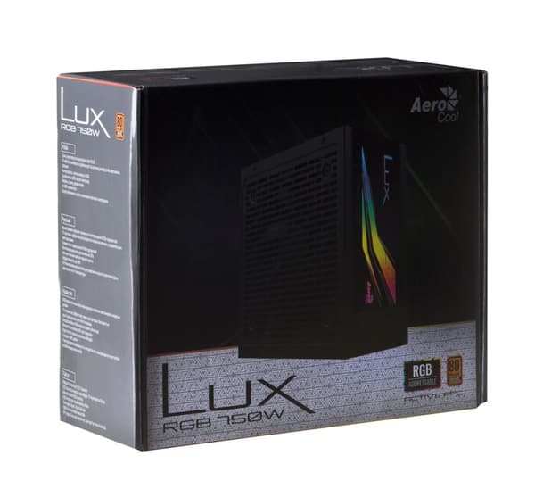 Aerocool Lux RGB 750W strømforsyningsenhed Sort