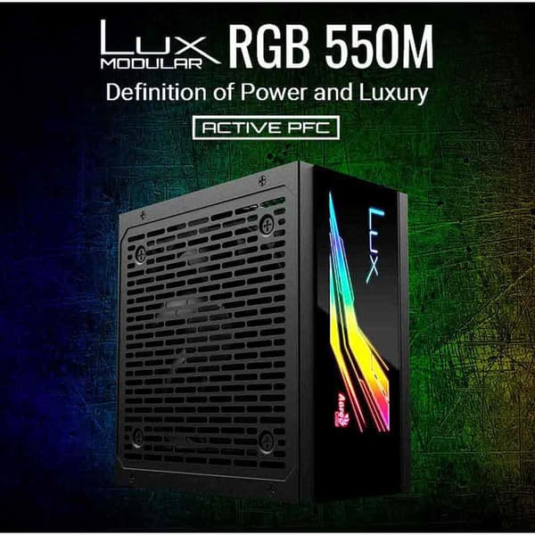 Aerocool Strømforsyning Lux Rgb 550w 80 Plus Bronze Sort