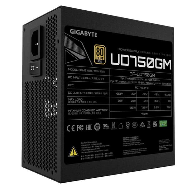 Gigabyte Strømforsyning Gp-ud750gm 750w 80 Plus Gold Sort