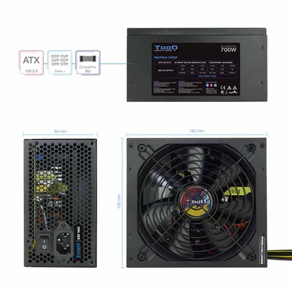 Tooq Strømforsyning Tqapolo-750sp 700w Sort