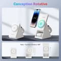 Miniatyrbild 2 av 4: AGPTEK 3 i 1 roterande iPhone induktionsladdare, Mag-Safe trådlös laddare för iPhone 15/14/13, Apple Watch, AirPods