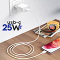 Miniatyrbild 3 av 4: 25W GaN USB-C nätladdare + Vit USB-C-kabel, officiell Samsung-produkt