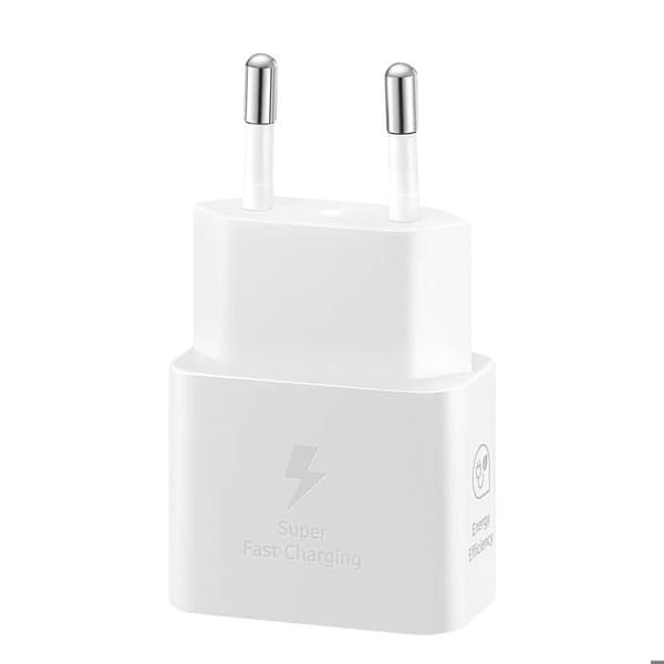 25W GaN USB-C nätladdare + Vit USB-C-kabel, officiell Samsung-produkt