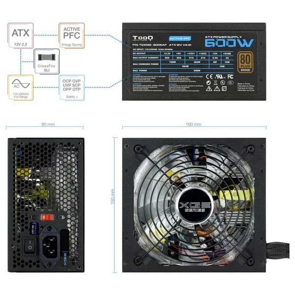 Tooq Strømforsyning Xtreme Gaming Energy Ii 600w 80+ Sort