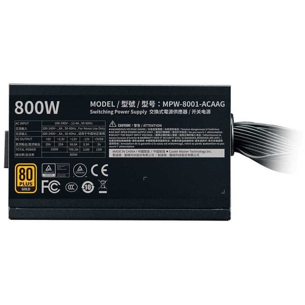 Cooler Master Strømforsyning G800 Gold 800w 80 Plus Gold Bulk Sort