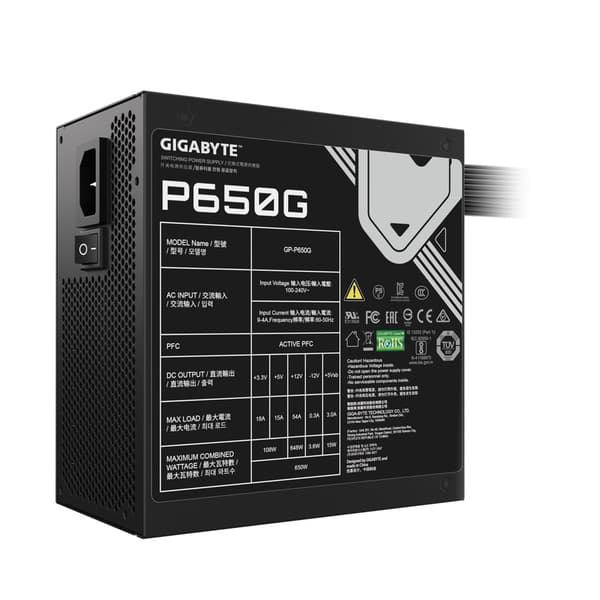Gigabyte GP-P650G strømforsyningsenhed 650 W 20+4 pin ATX ATX Sort