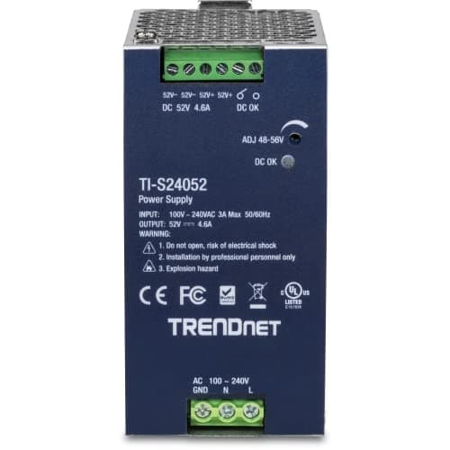 TRENDNET 240W 52V DC 4.61A AC TO DC DIN-RAIL PSP MED PFC-FUNKTION (TI-S24052)
