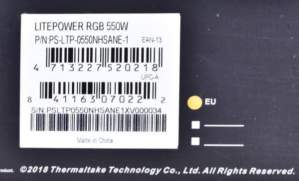 Computer strømforsyning THERMALTAKE LITEPOWER RGB 550W, 24-benet (PS-LTP-0550NHSANE-1)