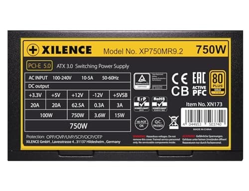 Xilence Performance X ATX 3.0 80+ GOLD 750 W nul watt - PC/server strømforsyning (XN173)