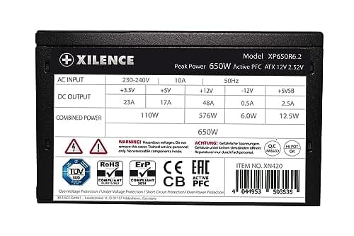Xilence XN420 strømforsyning 650 W 20+4 pin ATX ATX sort (XP650R6.2)