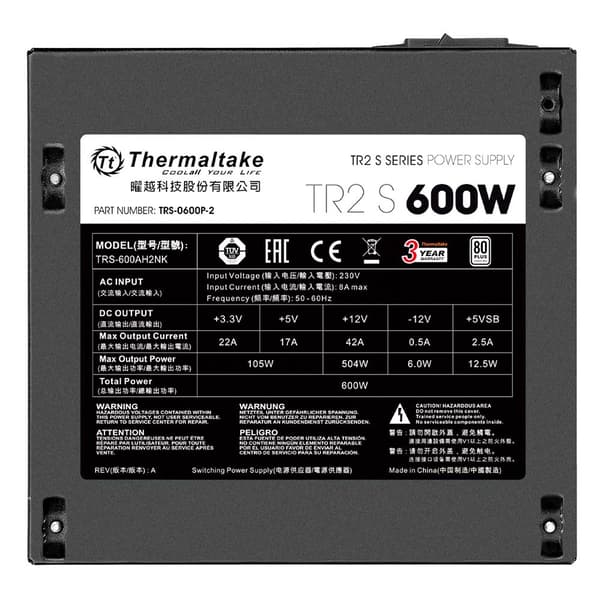Thermaltake Strømforsyning Tr2 S 600w Sort