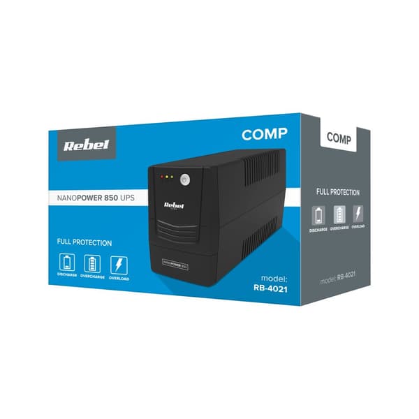 UPS REBEL computer nødstrømforsyning model Nanopower 850 (offline, 850VA / 480W, 230 V, 50Hz)