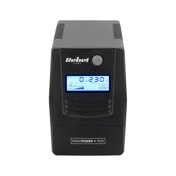 UPS REBEL computer nødstrømforsyning model Nanopower Plus 1000 (offline, 1000VA / 600W, 230 V, 50Hz, LCD, USB, RJ45)