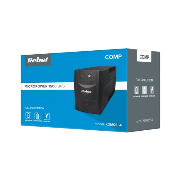 UPS REBEL uafbrydelig strømforsyning model Micropower 1500 (offline, 1500 VA / 900 W, 230 V, 50 Hz)