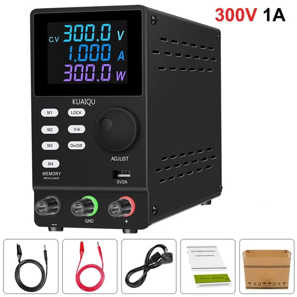Lab DC strømforsyning, justerbar 30V 10A, USB digital bænk kilde, Blå, 110/220V±15%