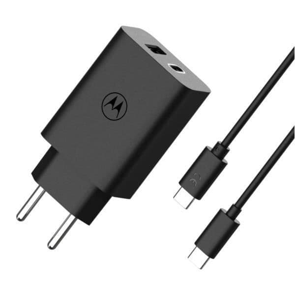 Motorola SJMC502 Black nätladdare med USB-A och USB-C-portar - 50W snabbladdning