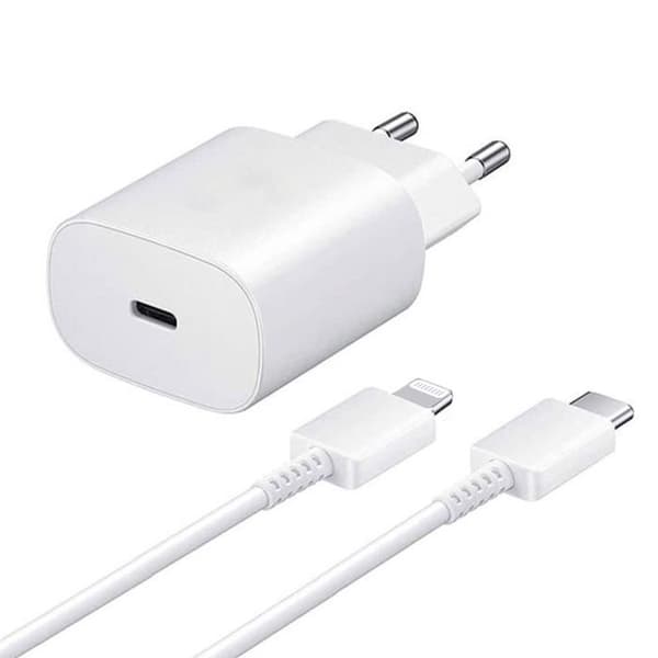 25W USB-C snabbladdare + USB-C till Lightning-kabel för iPhone XSMax 6,5" Färg Vit - Visiodirect -