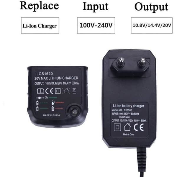 Batteriladdare - Black &amp; Decker - LCS1620 - 20V Lithium Ion - AC100-240V - 500 mA