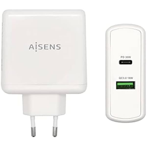 AISENS CARGADOR 48W 1xUSB-C PD3.0 30W 1xUSB-A QC3.0 18W Vit